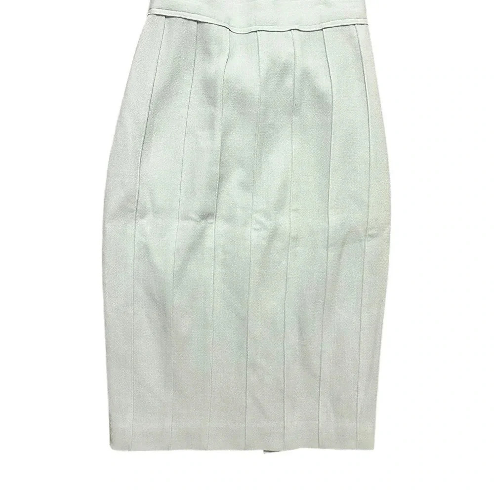 Designer Amelia Toro Mint Green Wool Pencil Skirt Size 4